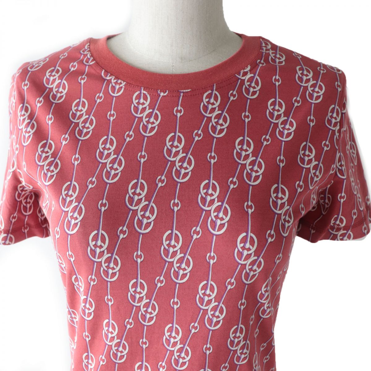 HERMES Cotton Cricketis Pattern T-shirt Red