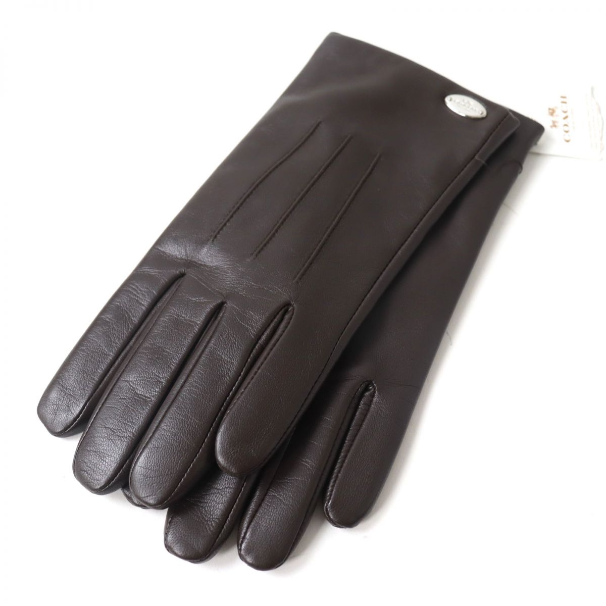 COACH Lamb Leather Gloves Dark Brown Size 7