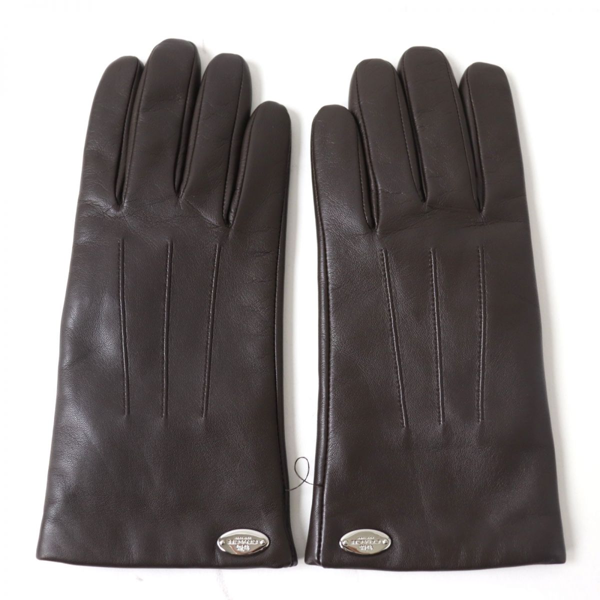 COACH Lamb Leather Gloves Dark Brown Size 7