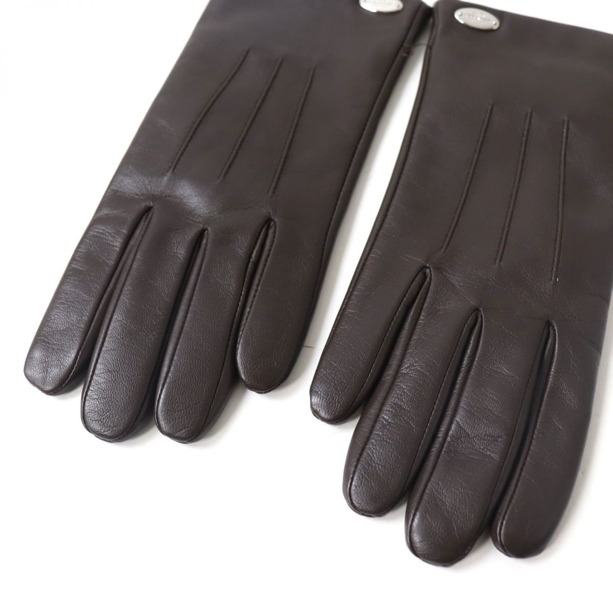 COACH Lamb Leather Gloves Dark Brown Size 7