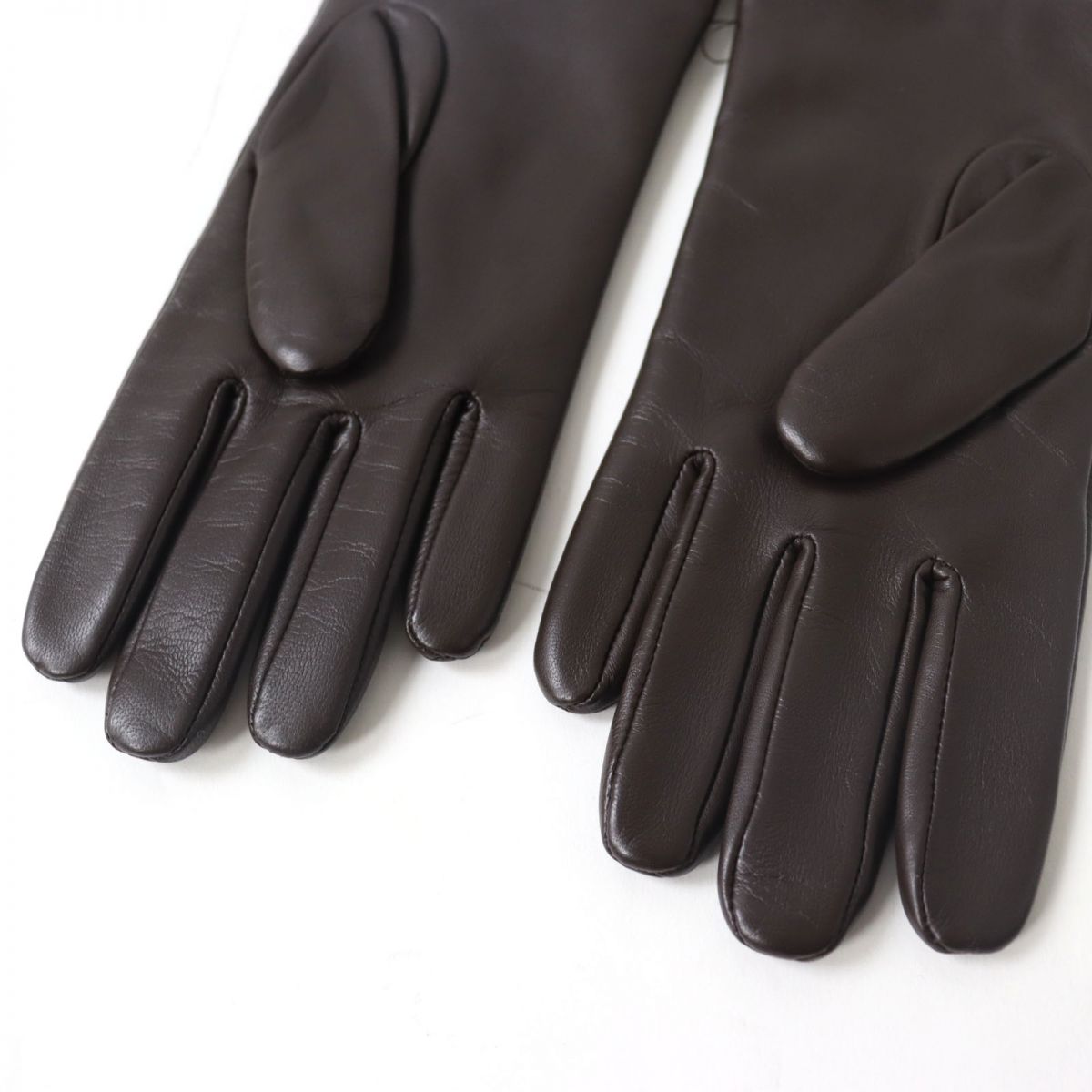 COACH Lamb Leather Gloves Dark Brown Size 7