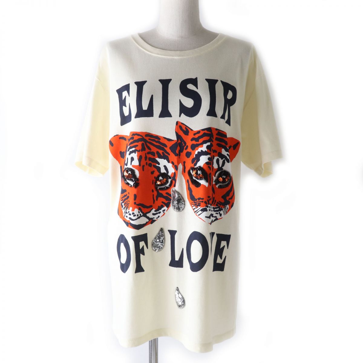 Gucci Tiger Print Sequined Cotton T-Shirt M