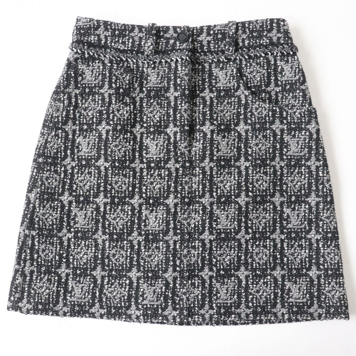 Louis Vuitton Monogram Tweed A-line Skirt Size 34