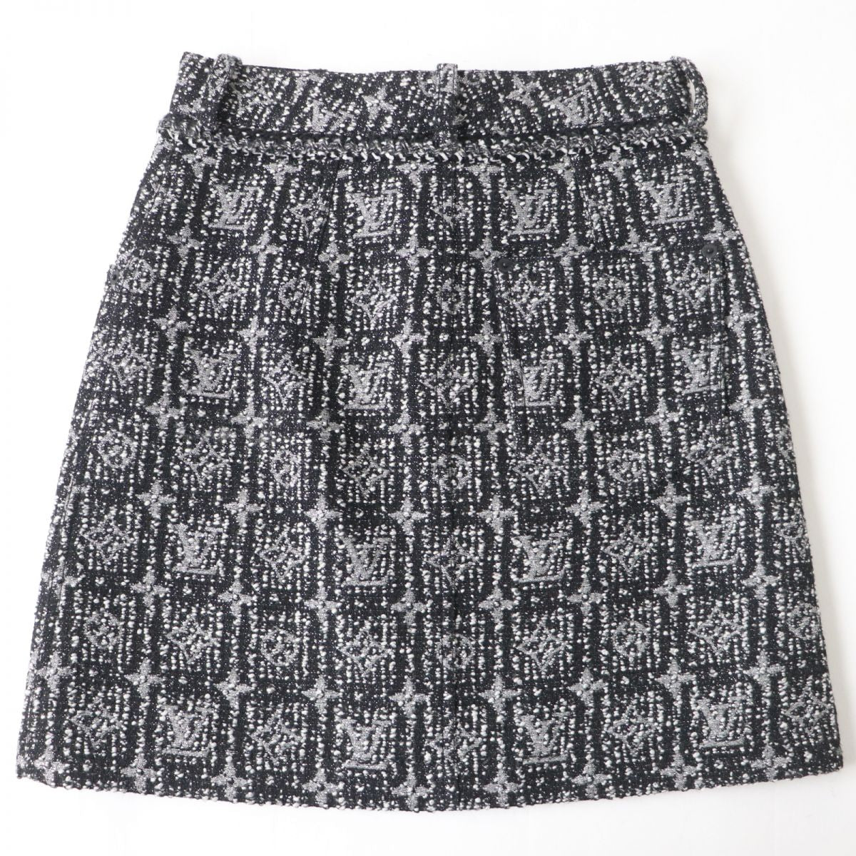 Louis Vuitton Monogram Tweed A-line Skirt Size 34