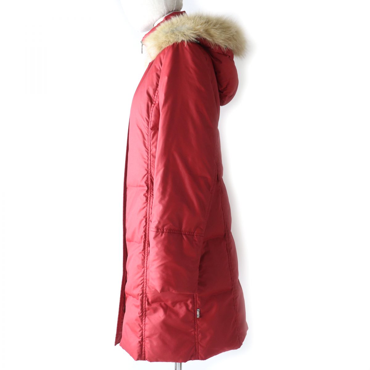 Burberry Red Down Coat with Fox Fur Hood