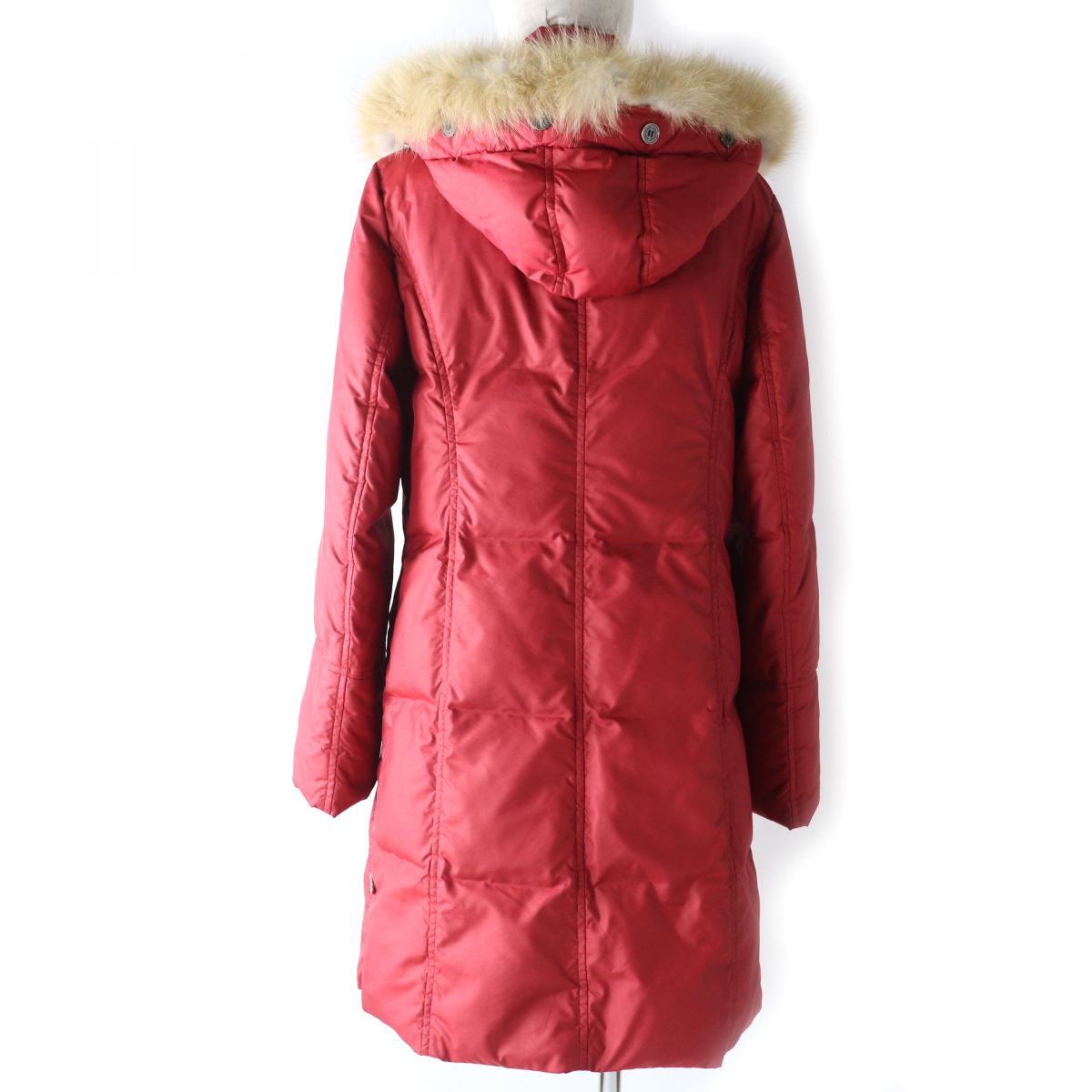 Burberry Red Down Coat with Fox Fur Hood