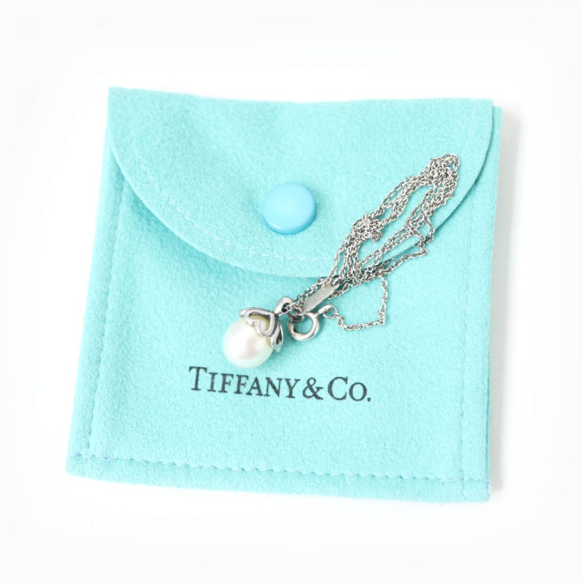 Tiffany & Co Heart Clover Pearl Necklace Silver