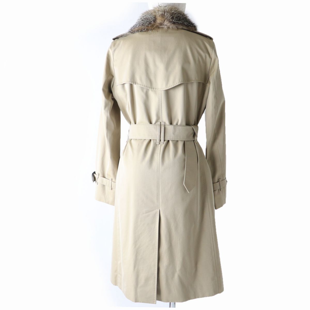 Burberry Trench Coat Fox Fur Collar Wool