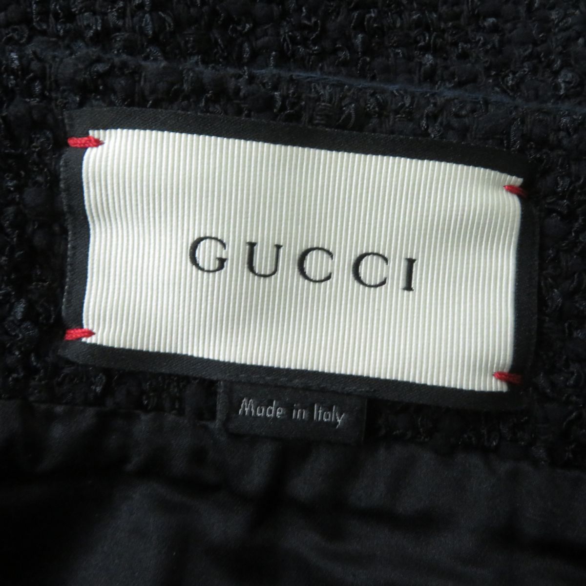 GUCCI Tweed A-line Skirt Black Navy Red 44