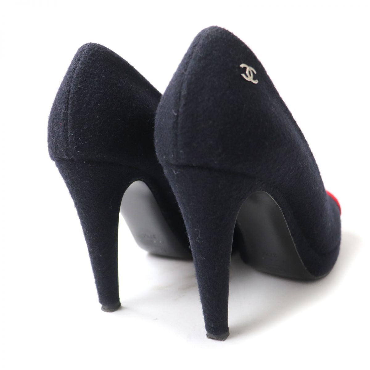 Chanel Wool Coco Mark Pin Heel Pumps