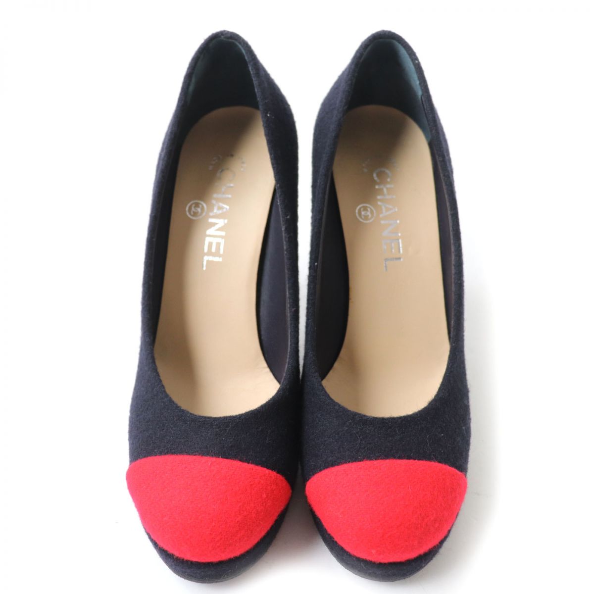 Chanel Wool Coco Mark Pin Heel Pumps