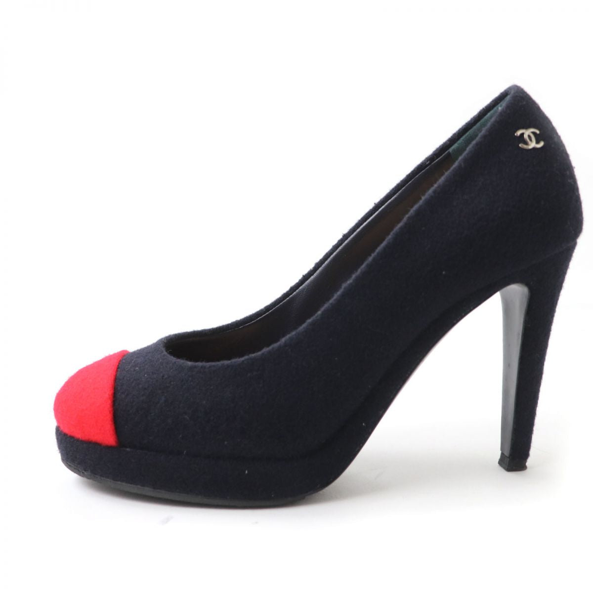 Chanel Wool Coco Mark Pin Heel Pumps