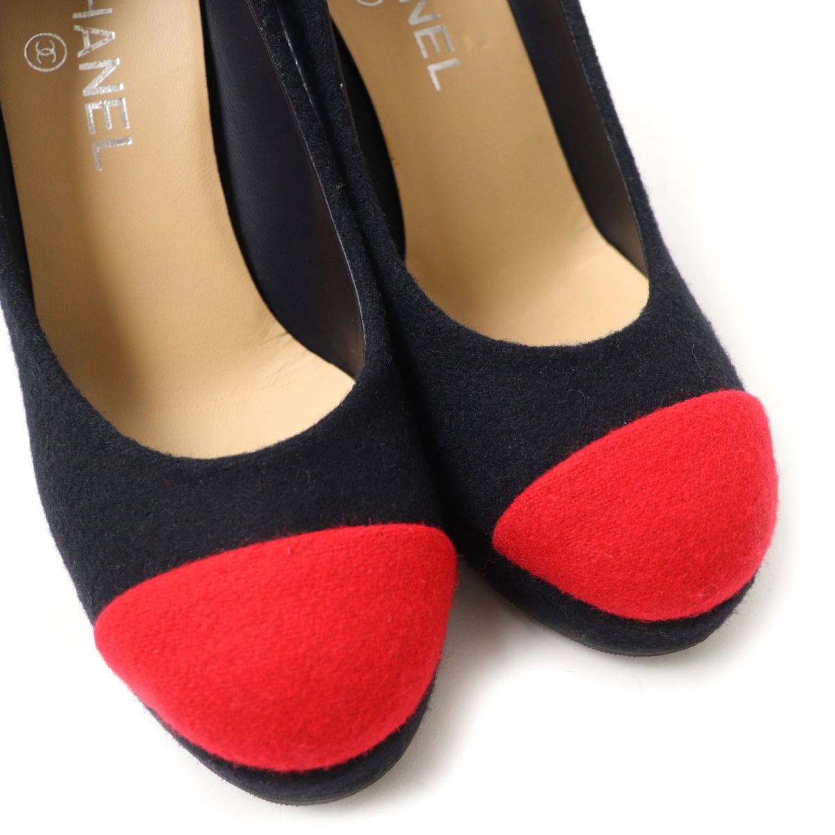 Chanel Wool Coco Mark Pin Heel Pumps