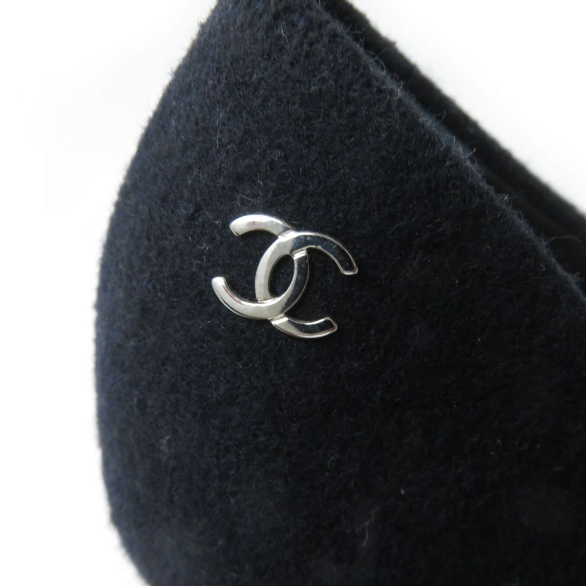 Chanel Wool Coco Mark Pin Heel Pumps