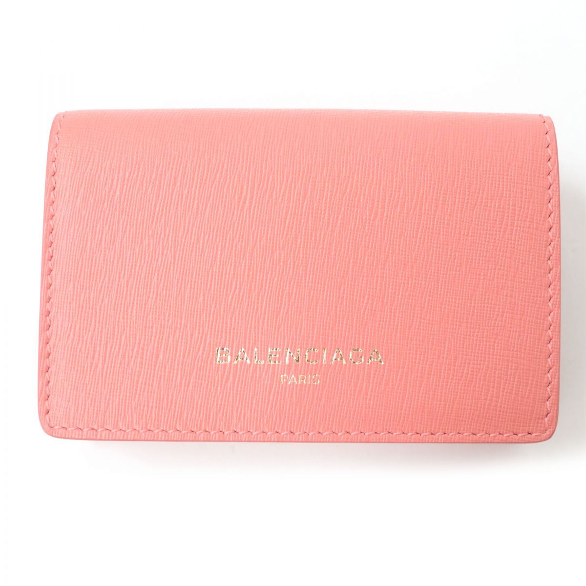 Balenciaga Leather Tri-fold Compact Wallet Coral Pink