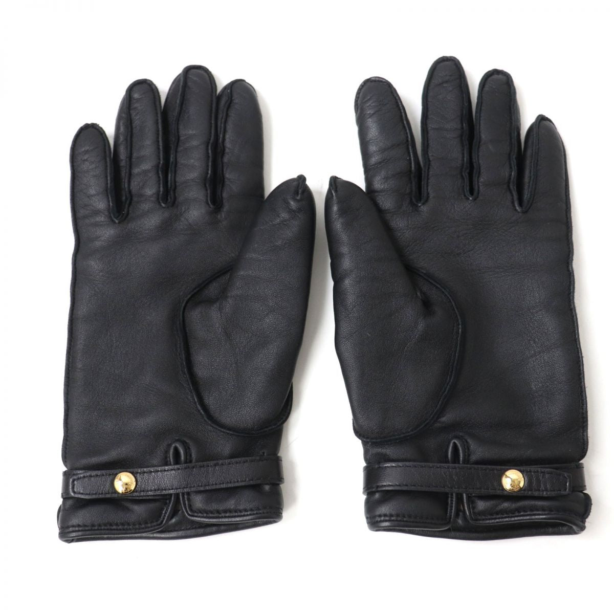 Burberry Lambskin Logo Metal Gloves Black