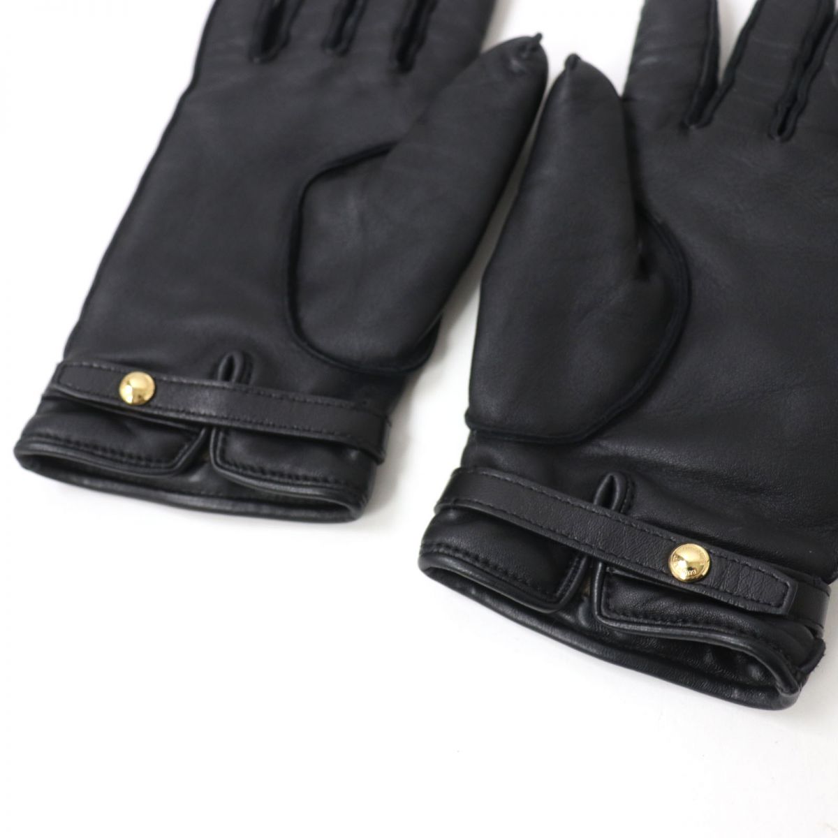 Burberry Lambskin Logo Metal Gloves Black