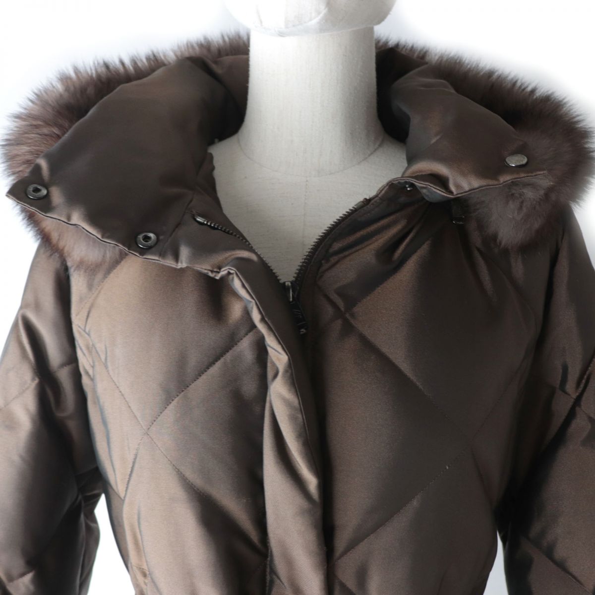 Burberry Belted Fox Fur Hooded Down Coat