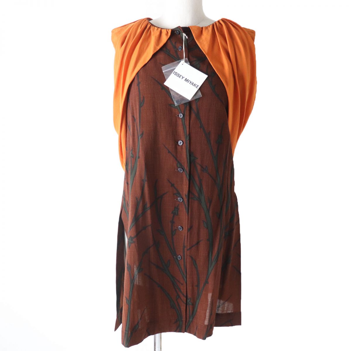 Issey Miyake Sleeveless Long Shirt Brown/Orange