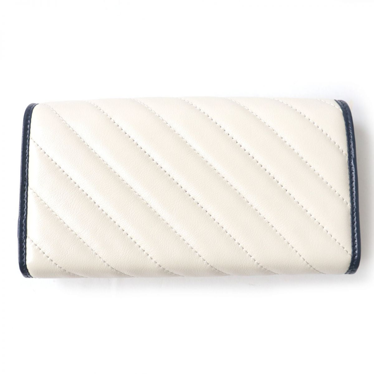 Gucci GG Marmont Leather Long Wallet Ivory Navy