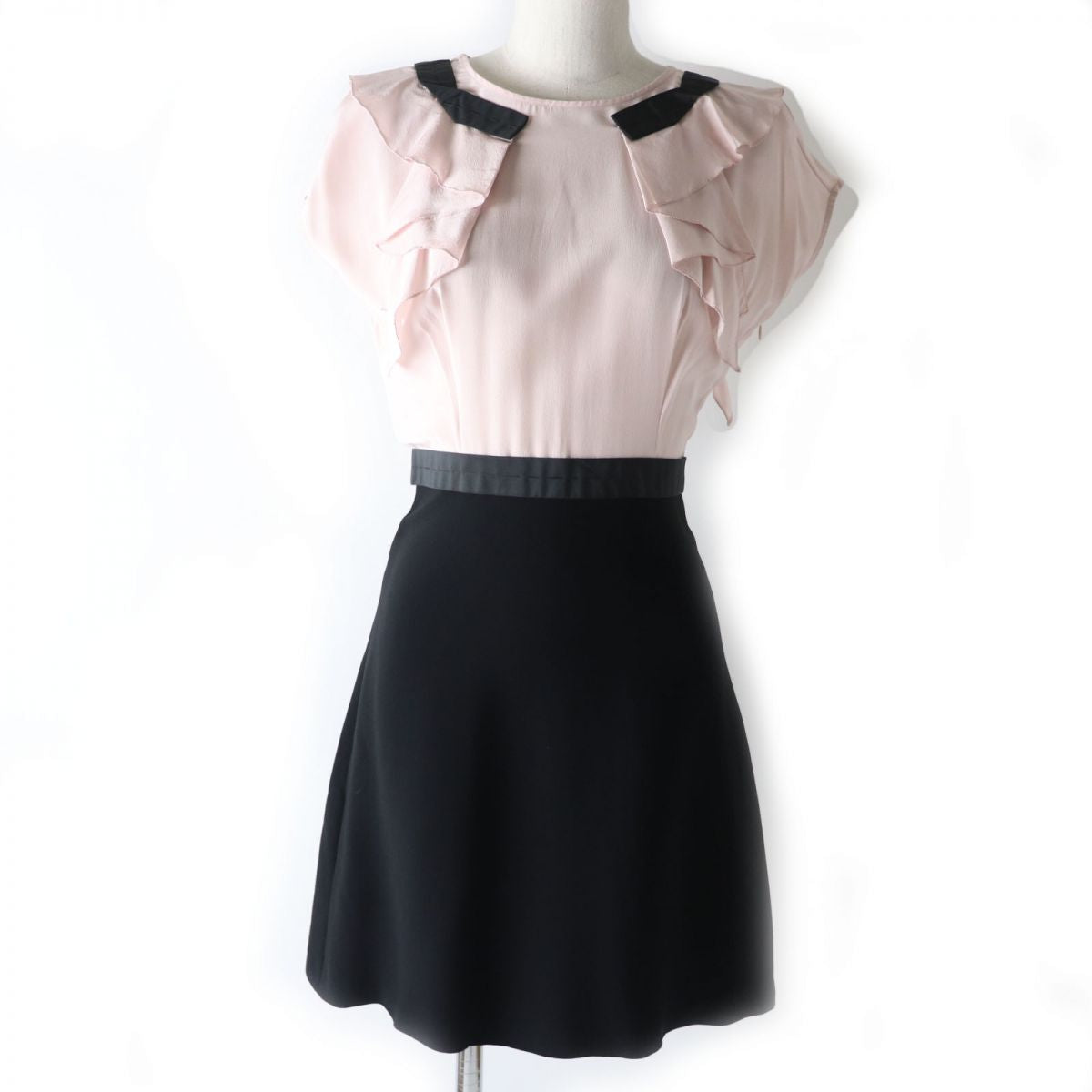 MIUMIU Rayon Silk Dress Pink Black Size 36