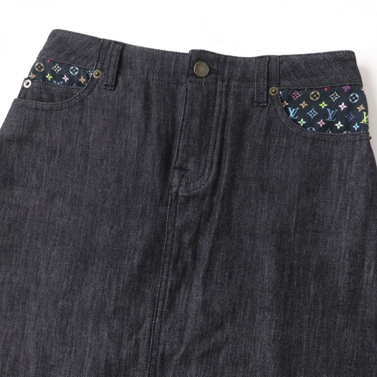 Louis Vuitton Monogram Multi Denim Skirt, Size 34