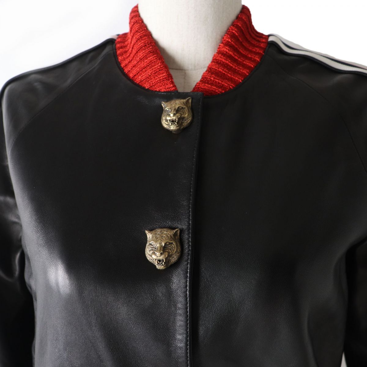 Gucci Cat Head Hollywood Lamb Leather Jacket, Black, Size 38