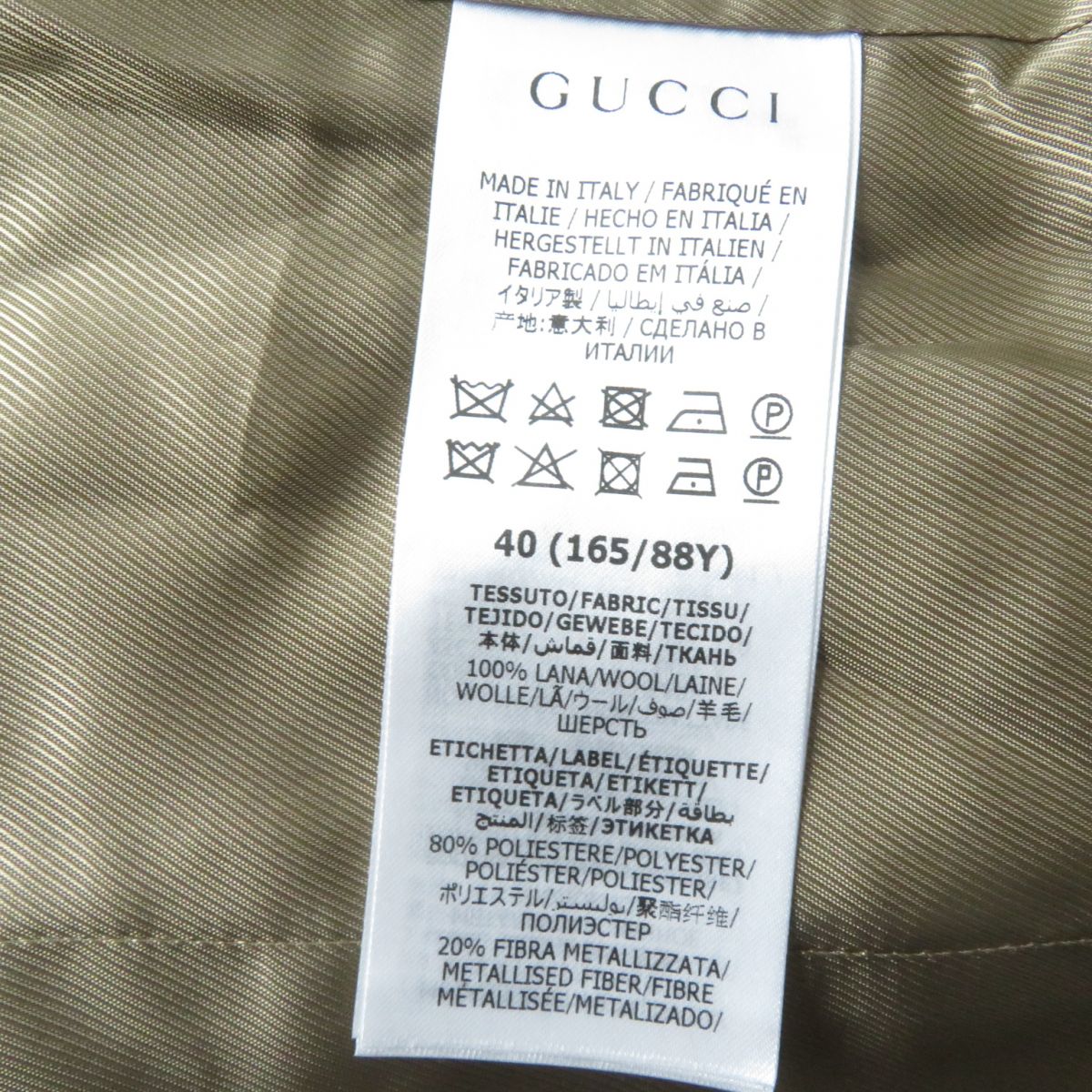 GUCCI Wool Glen Check Single Jacket Gray