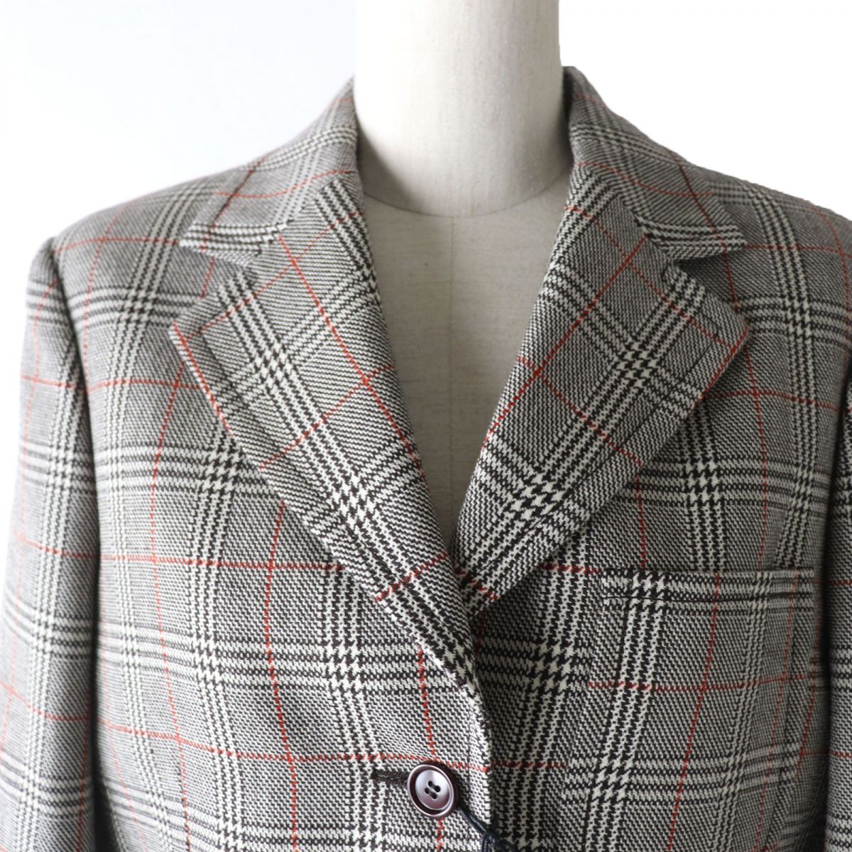 GUCCI Wool Glen Check Single Jacket Gray