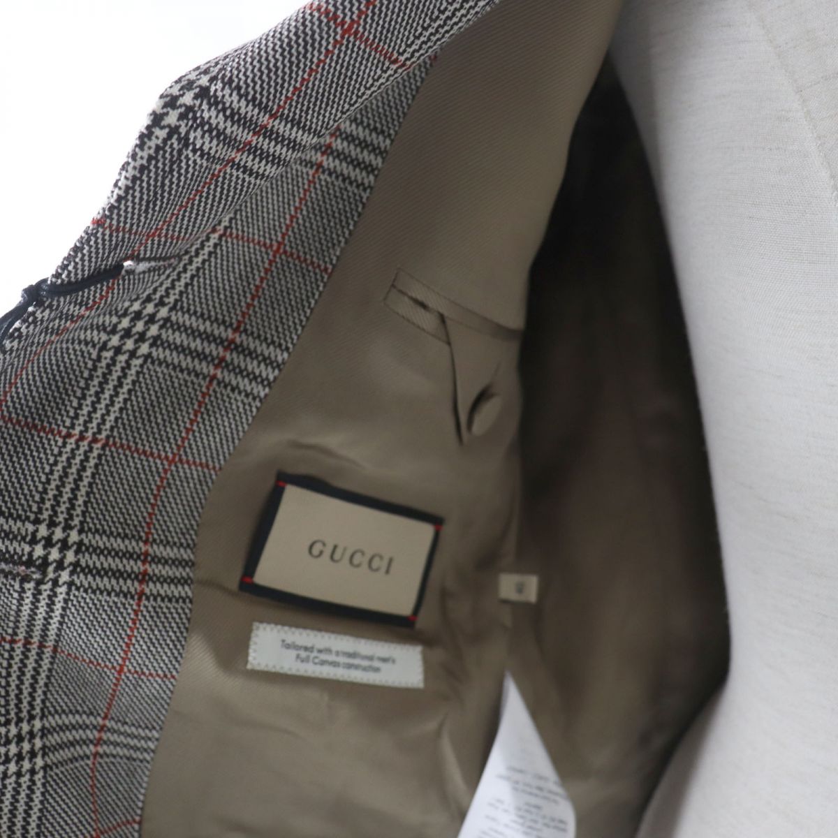 GUCCI Wool Glen Check Single Jacket Gray