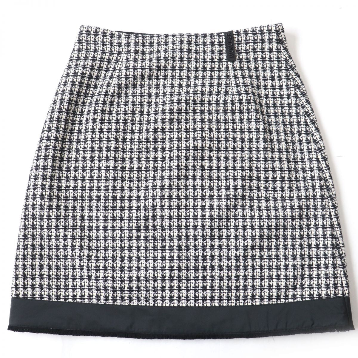 Moncler Tweed Trapezoid Skirt Black Ivory 42