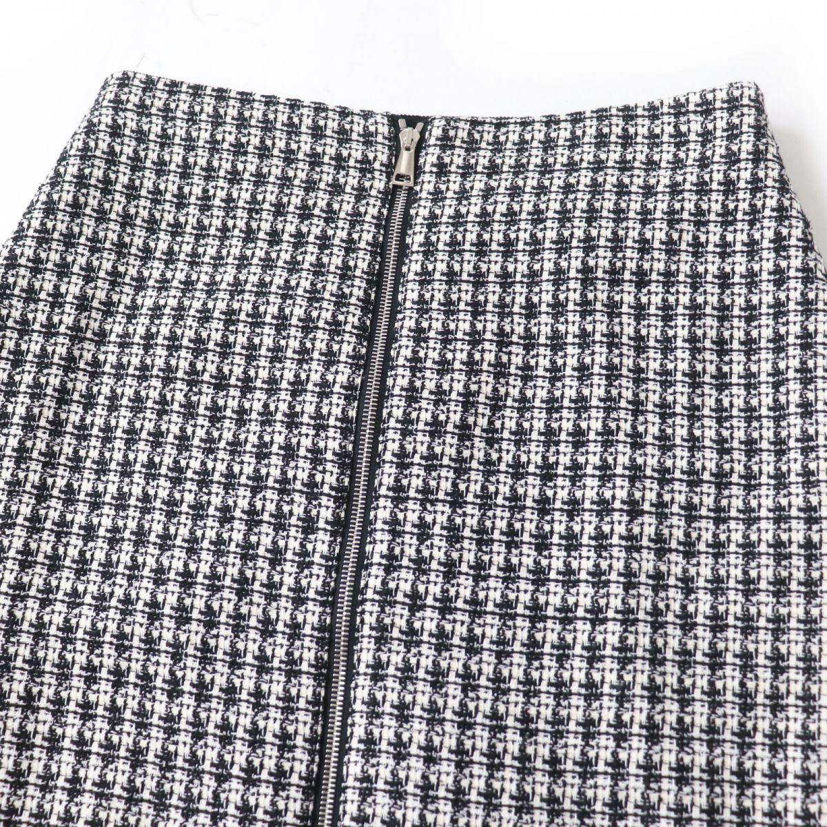 Moncler Tweed Trapezoid Skirt Black Ivory 42