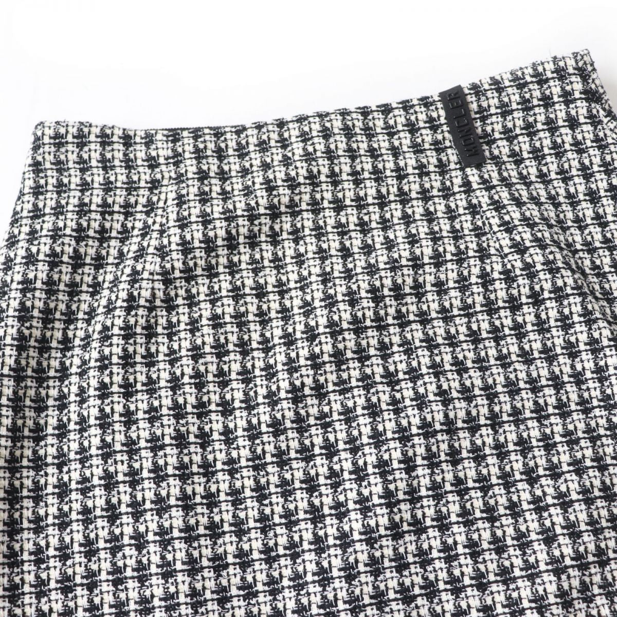 Moncler Tweed Trapezoid Skirt Black Ivory 42