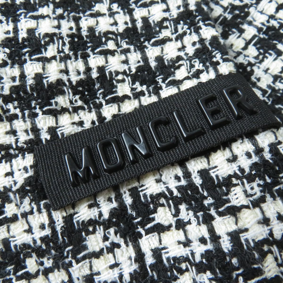 Moncler Tweed Trapezoid Skirt Black Ivory 42