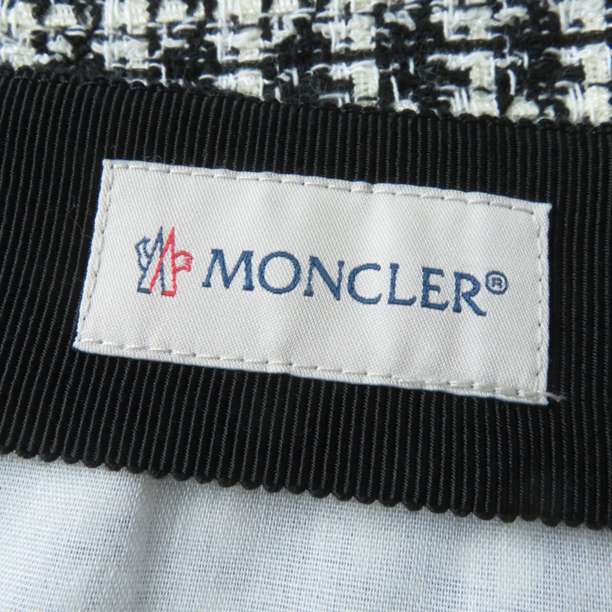 Moncler Tweed Trapezoid Skirt Black Ivory 42