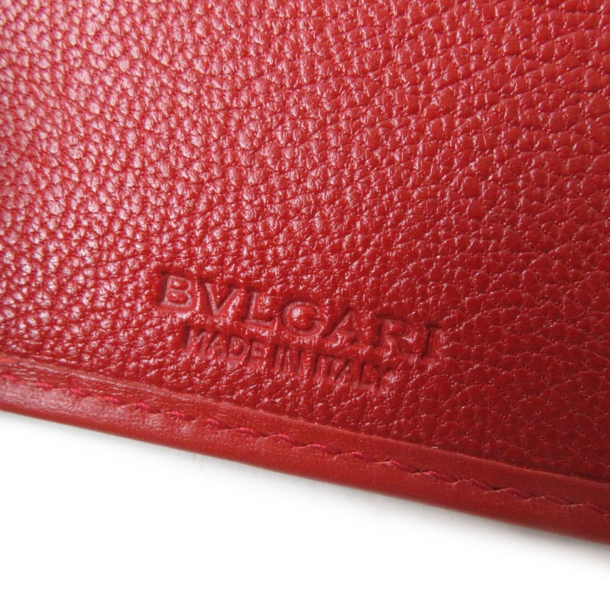 BVLGARI Doppio Tondo Logo Leather Wallet Red