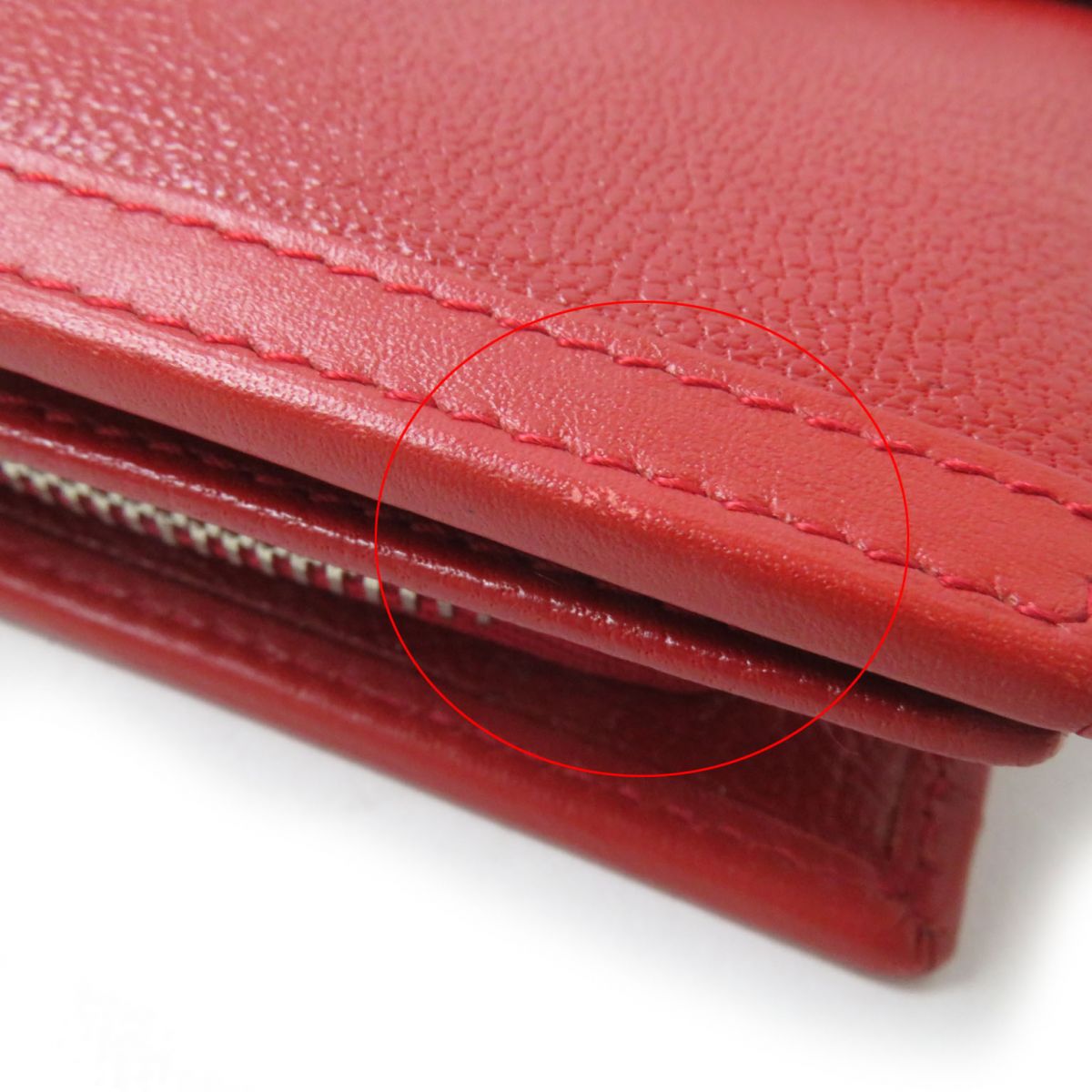 BVLGARI Doppio Tondo Logo Leather Wallet Red