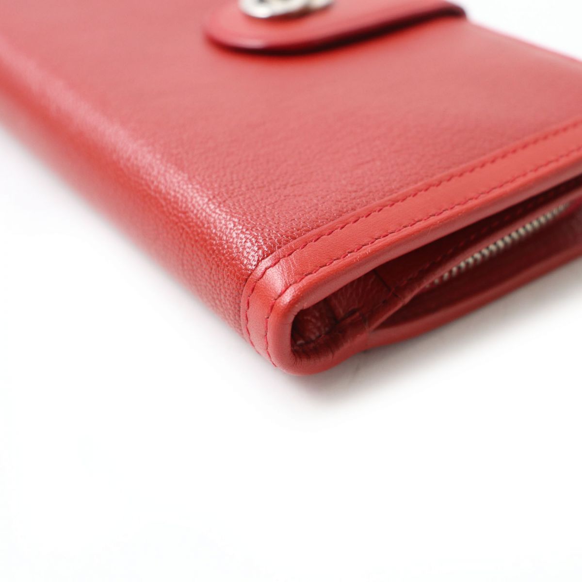 BVLGARI Doppio Tondo Logo Leather Wallet Red