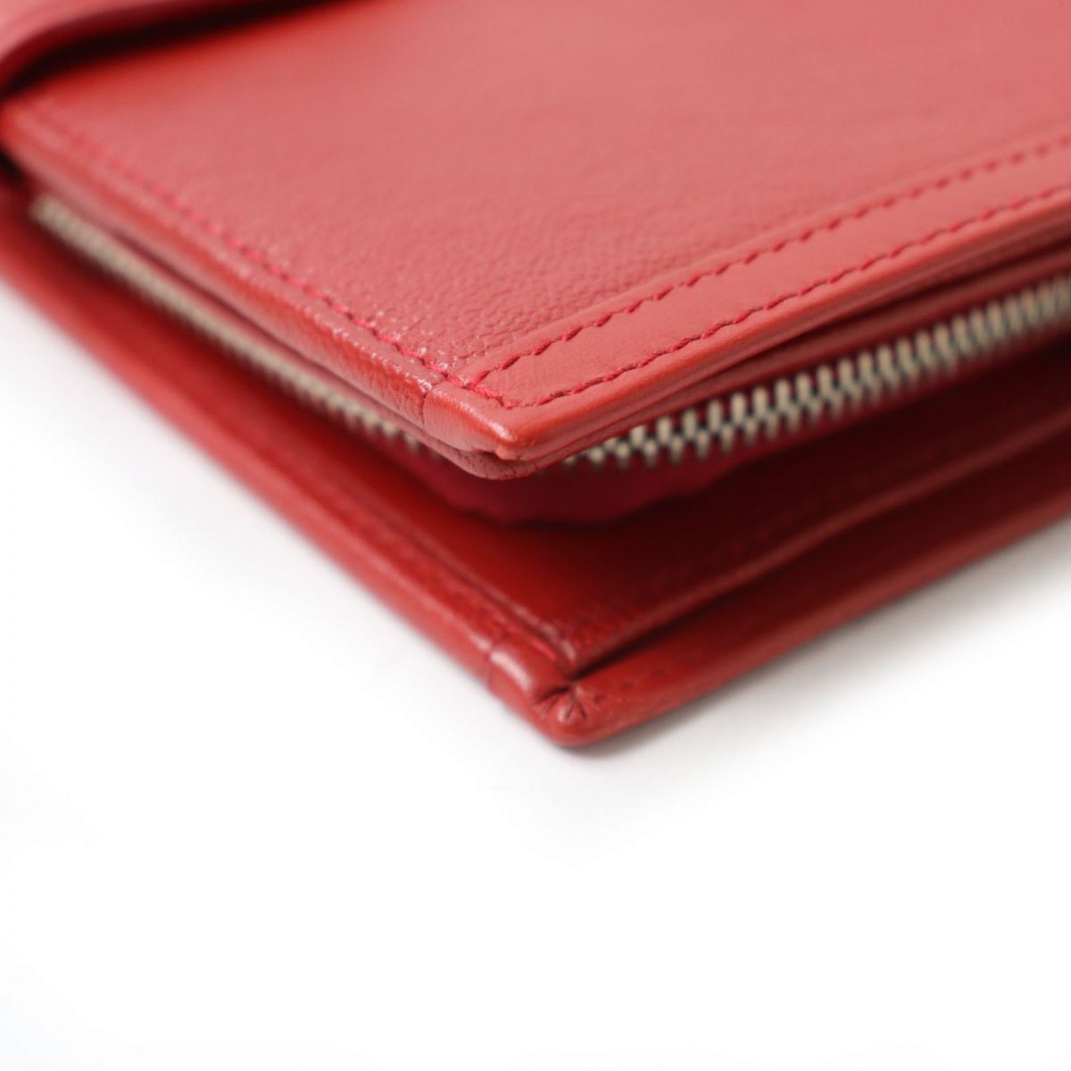 BVLGARI Doppio Tondo Logo Leather Wallet Red