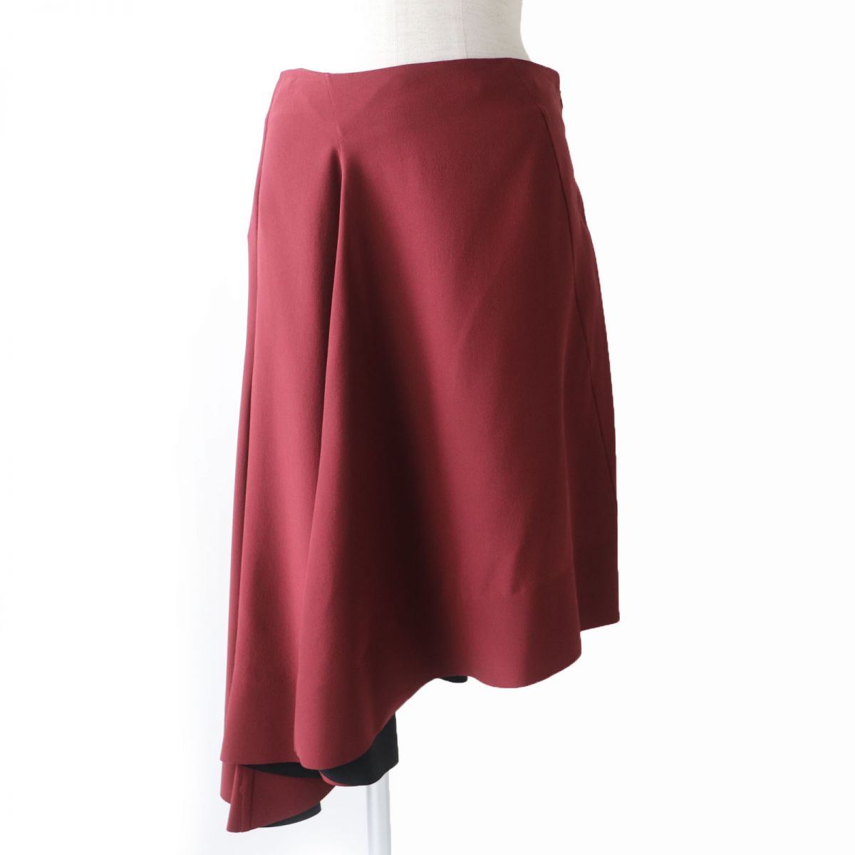 MARNI Silk Asymmetrical Flared Skirt, Wine Red, Women