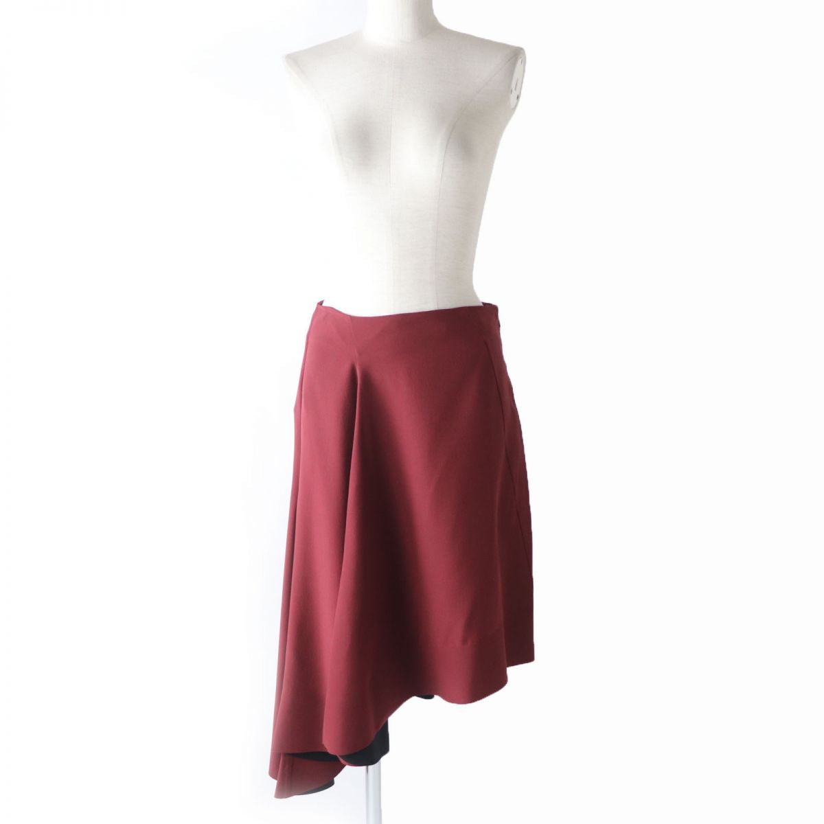 MARNI Silk Asymmetrical Flared Skirt, Wine Red, Women