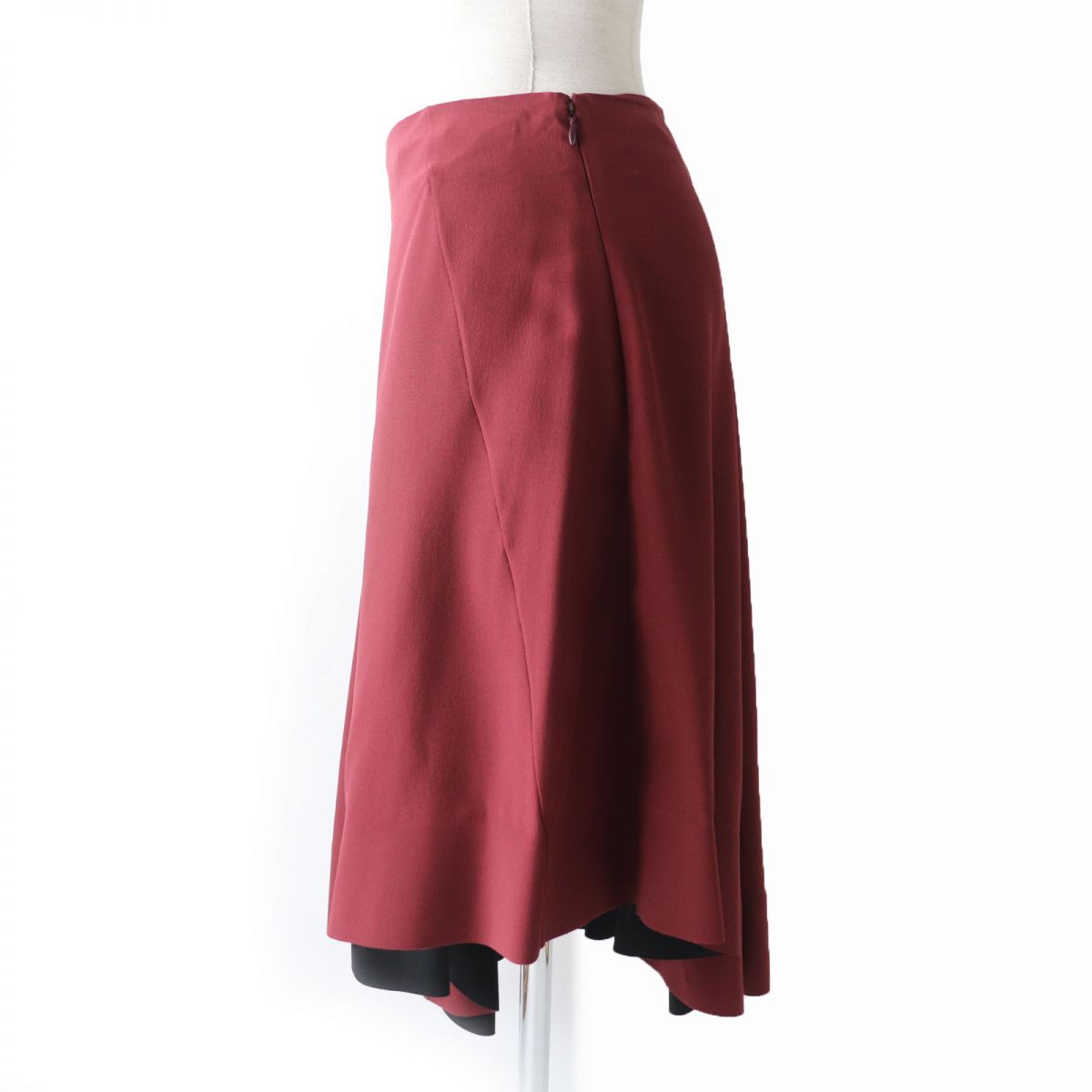 MARNI Silk Asymmetrical Flared Skirt, Wine Red, Women