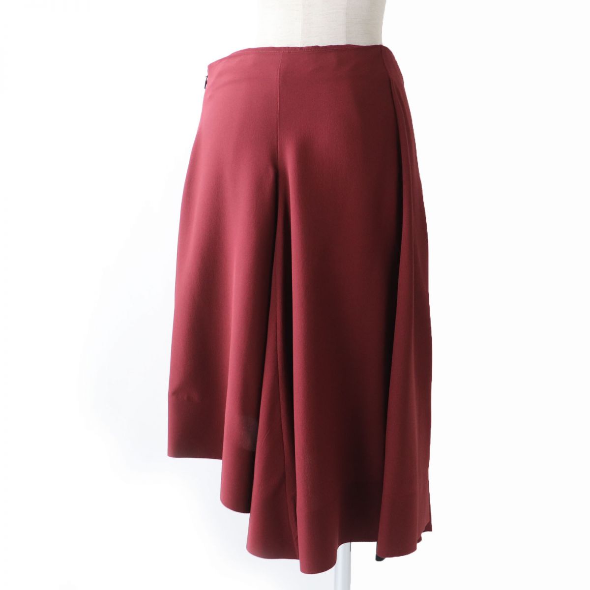 MARNI Silk Asymmetrical Flared Skirt, Wine Red, Women