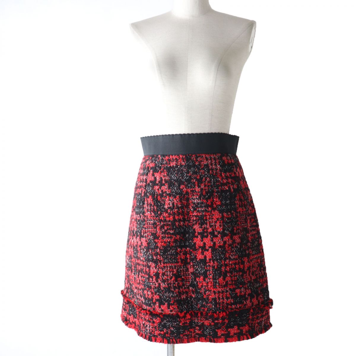 Dolce & Gabbana Tweed Skirt Red Black Size 40