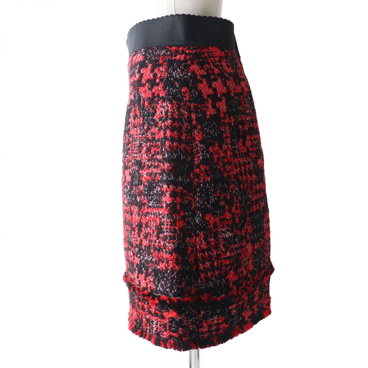 Dolce & Gabbana Tweed Skirt Red Black Size 40