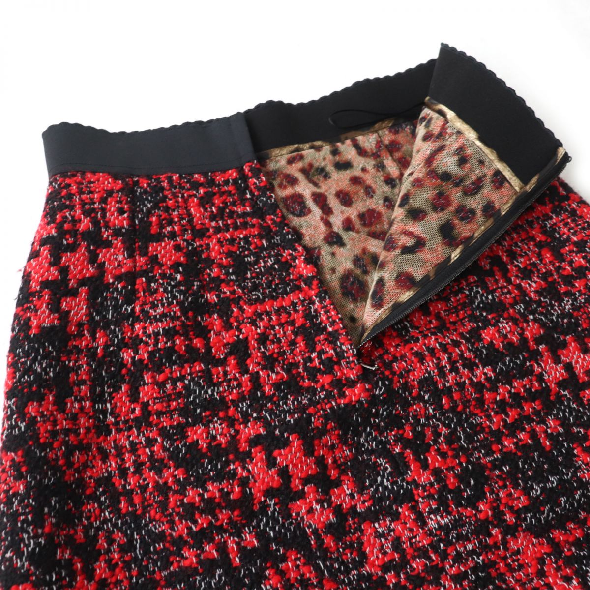 Dolce & Gabbana Tweed Skirt Red Black Size 40