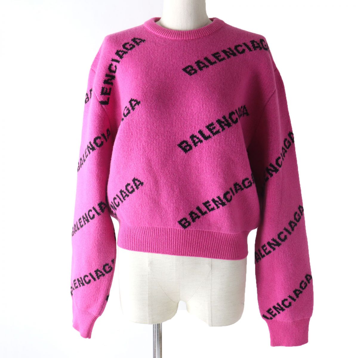 Balenciaga Wool Knit Sweater Pink Black Size 36