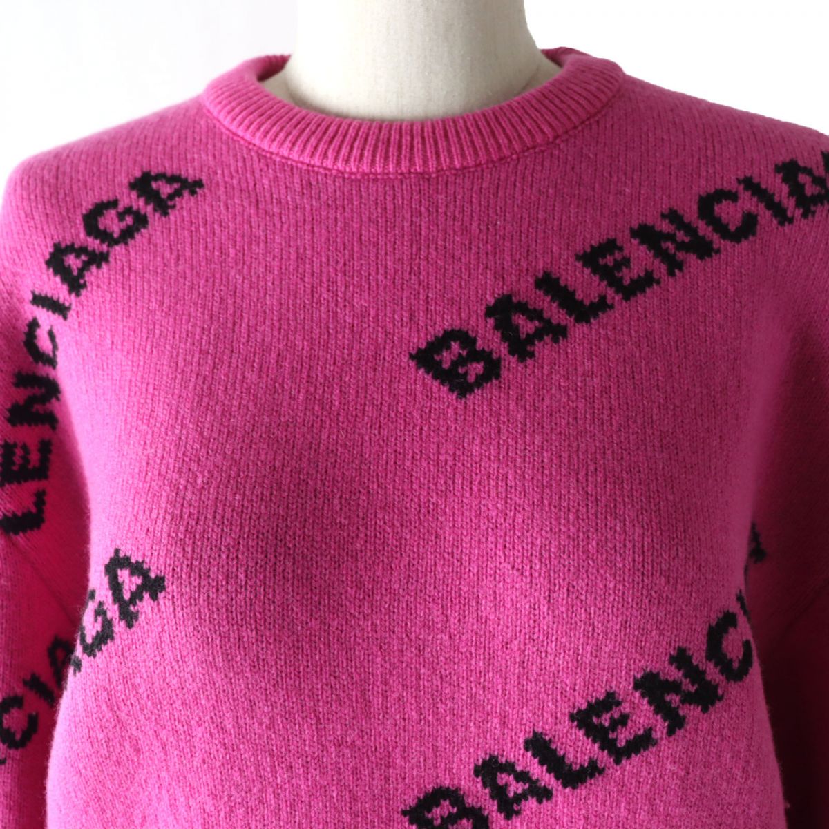 Balenciaga Wool Knit Sweater Pink Black Size 36