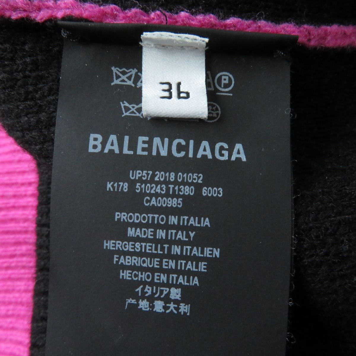 Balenciaga Wool Knit Sweater Pink Black Size 36