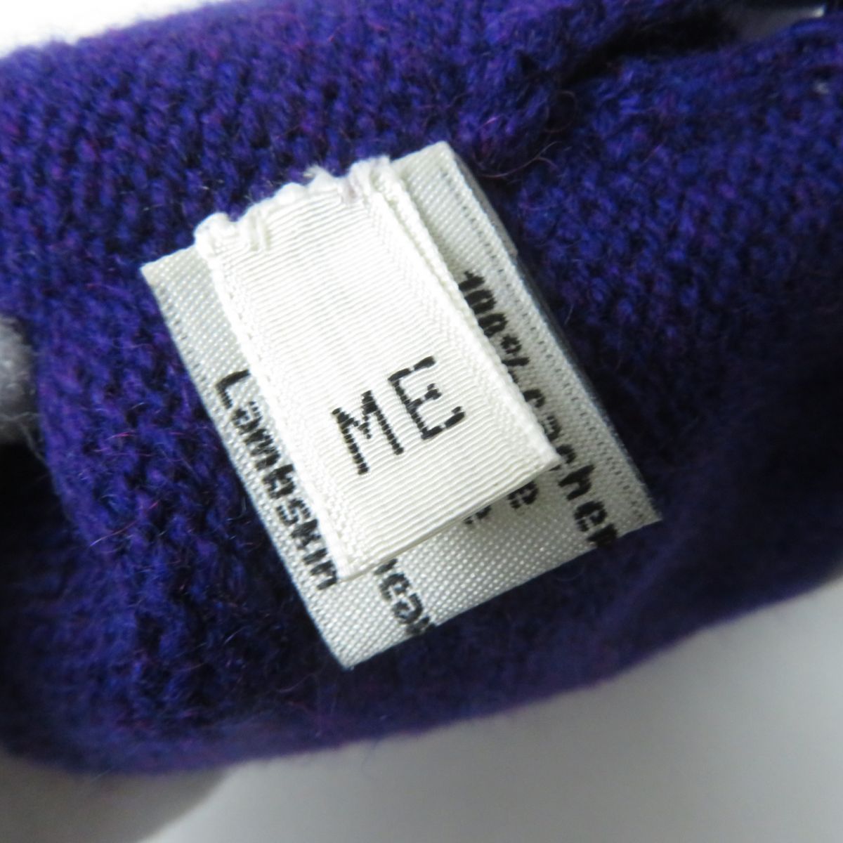 HERMES Lamb Leather Knit Gloves 100% Cashmere